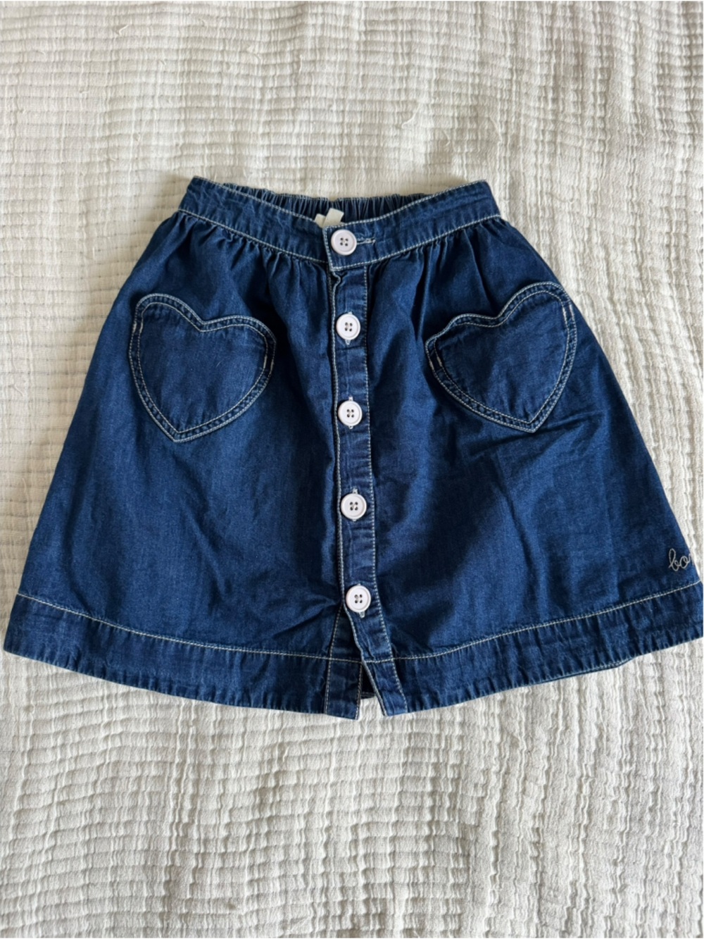 Bonton Chambray Denim Heart Pocket Skirt